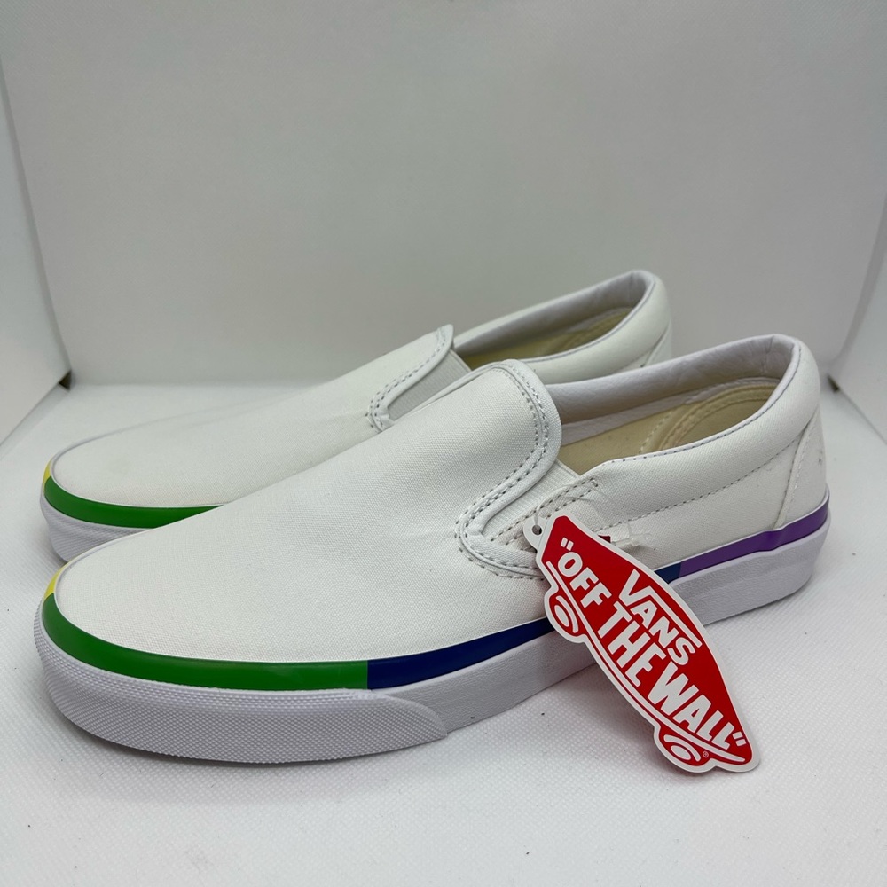 Brand New  Vans UA Classic Slip-On Rainbow Foxing White